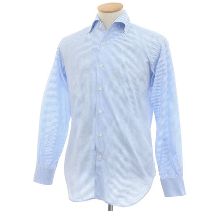 [Used] ORIAN Cotton Gingham Check Button-down Casual Shirt Light Blue x White [38] [Condition Rank B] [Men&