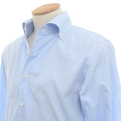 [Used] ORIAN Cotton Gingham Check Button-down Casual Shirt Light Blue x White [38] [Condition Rank B] [Men&