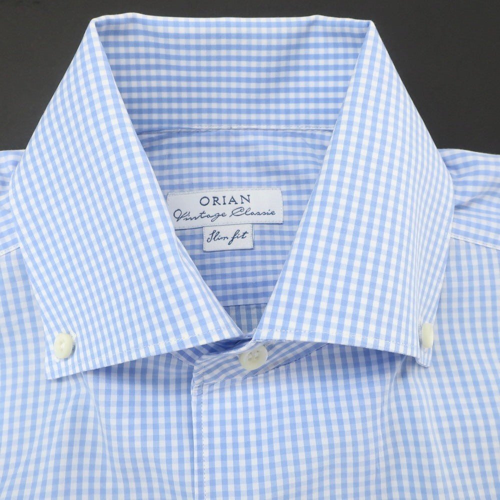 [Used] ORIAN Cotton Gingham Check Button-down Casual Shirt Light Blue x White [38] [Condition Rank B] [Men&