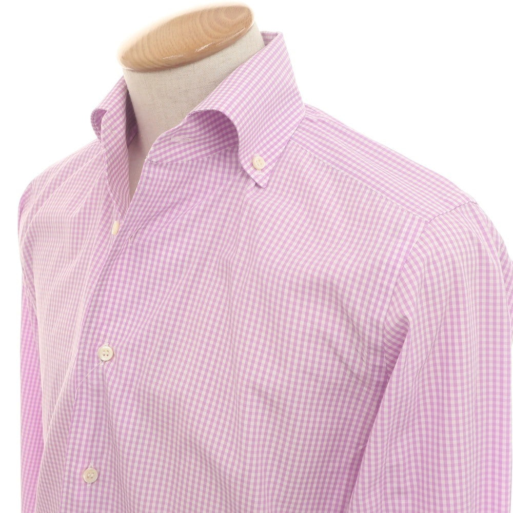 [Used] ORIAN Cotton Gingham Check Button-down Casual Shirt Pink Lavender x White [S] [Condition Rank B] [Men&