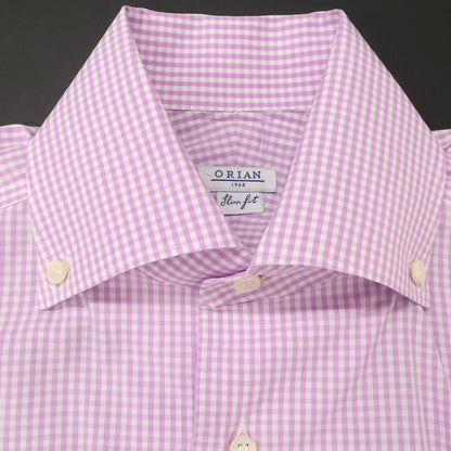 [Used] ORIAN Cotton Gingham Check Button-down Casual Shirt Pink Lavender x White [S] [Condition Rank B] [Men&