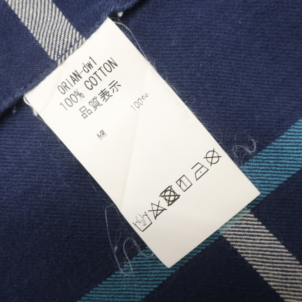 【中古】オリアン ORIAN コットン チェック ワイドカラー カジュアルシャツ ネイビー【 S 】【 状態ランクC 】【 メンズ 】 [DPD]