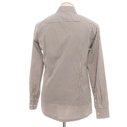 [Used] HUGO BOSS Cotton Check Horizontal Collar Casual Shirt Beige x Navy [38] [Condition Rank A] [Men&