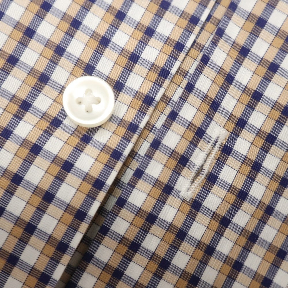 [Used] HUGO BOSS Cotton Check Horizontal Collar Casual Shirt Beige x Navy [38] [Condition Rank A] [Men&