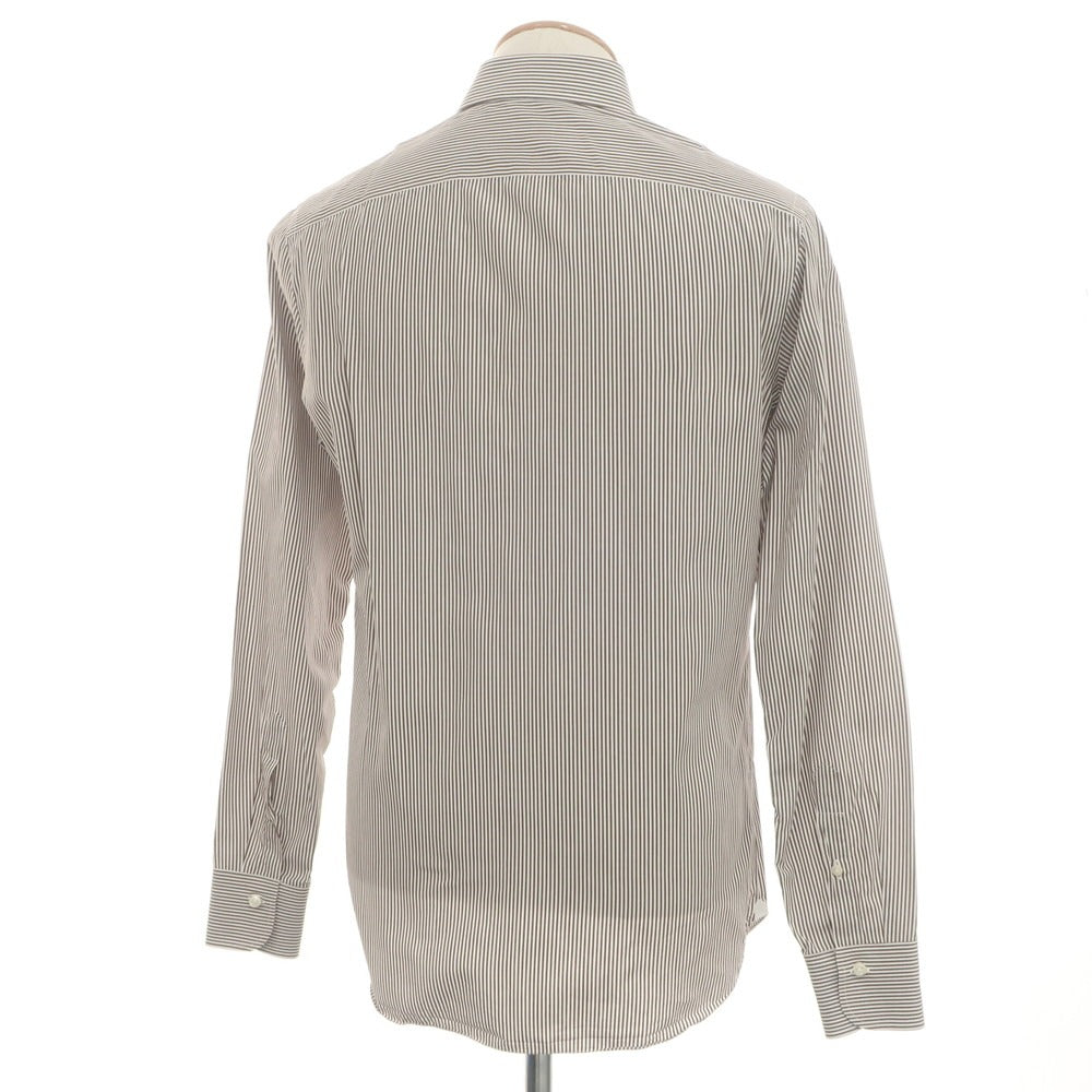 [Used] BORRIELLO Cotton Striped Wide Collar Dress Shirt Brown x White [38] [Condition Rank A] [Men&