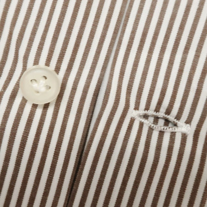 [Used] BORRIELLO Cotton Striped Wide Collar Dress Shirt Brown x White [38] [Condition Rank A] [Men&