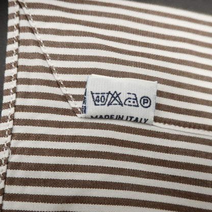 [Used] BORRIELLO Cotton Striped Wide Collar Dress Shirt Brown x White [38] [Condition Rank A] [Men&