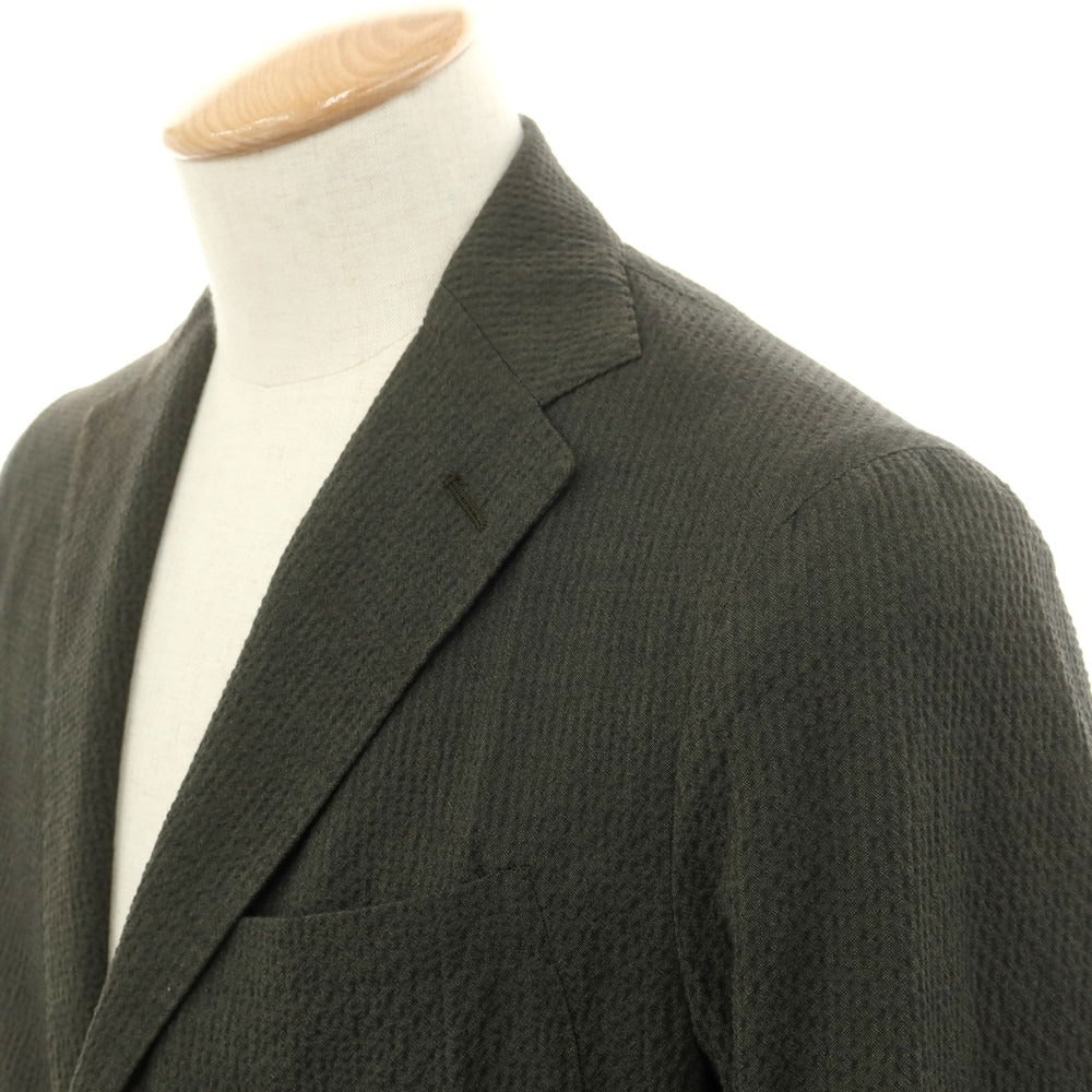 [Used] TAGLIATORE Seersucker Cotton Casual Jacket Dark Olive Green [42] [Condition Rank B] [Men&