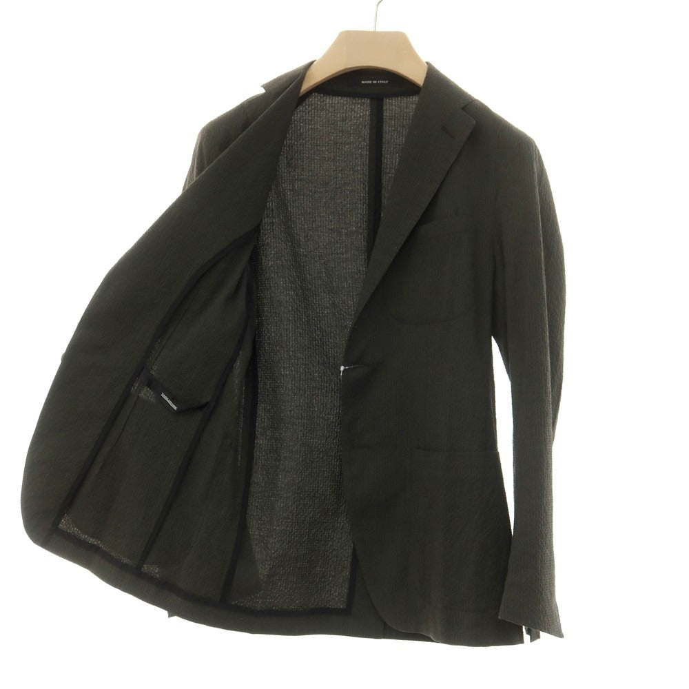 [Used] TAGLIATORE Seersucker Cotton Casual Jacket Dark Olive Green [42] [Condition Rank B] [Men&