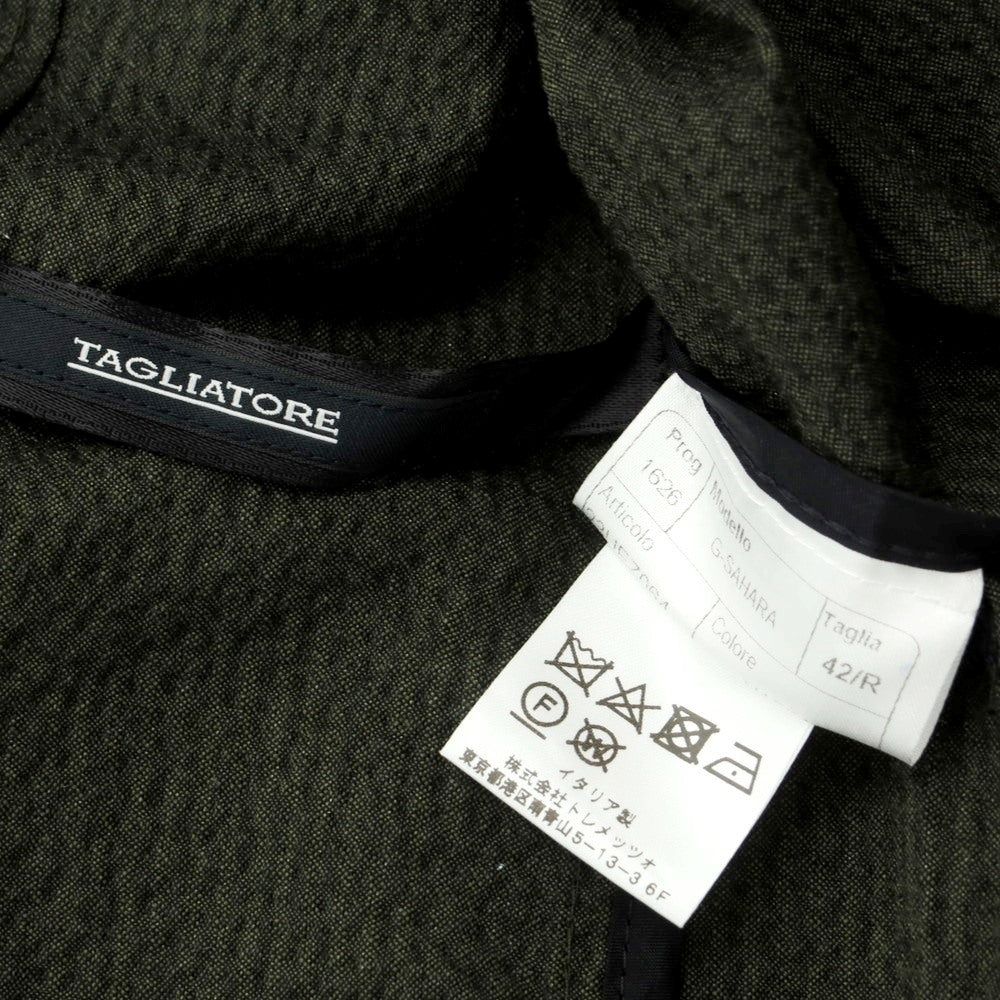 [Used] TAGLIATORE Seersucker Cotton Casual Jacket Dark Olive Green [42] [Condition Rank B] [Men&