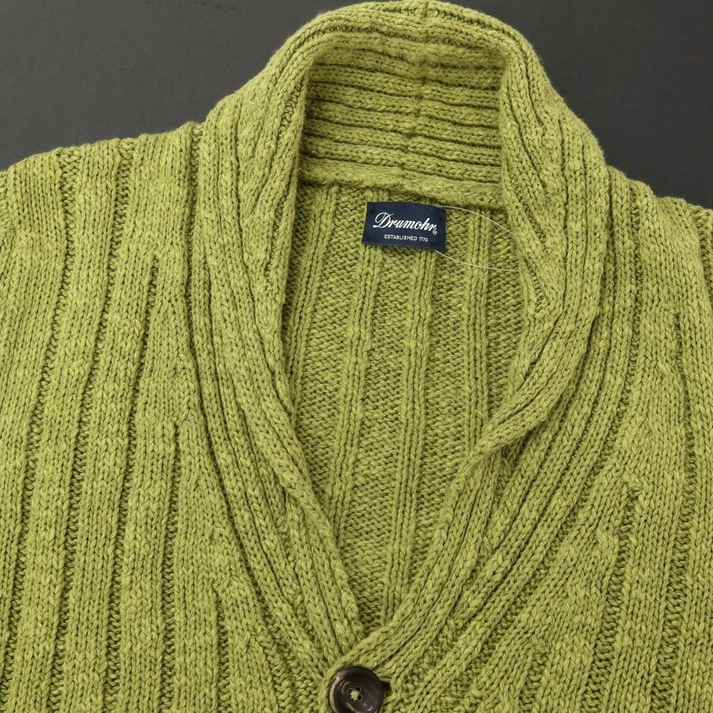 [Used] Drumohr Cotton Linen Rib Knit Shawl Collar Cardigan Light Olive Green [44] [Condition Rank C] [Men&