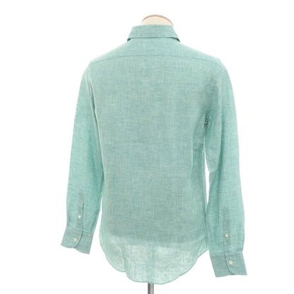 [Used] CIT LUXURY Linen Houndstooth Horizontal Collar Casual Shirt Green [38] [Condition Rank A] [Men&