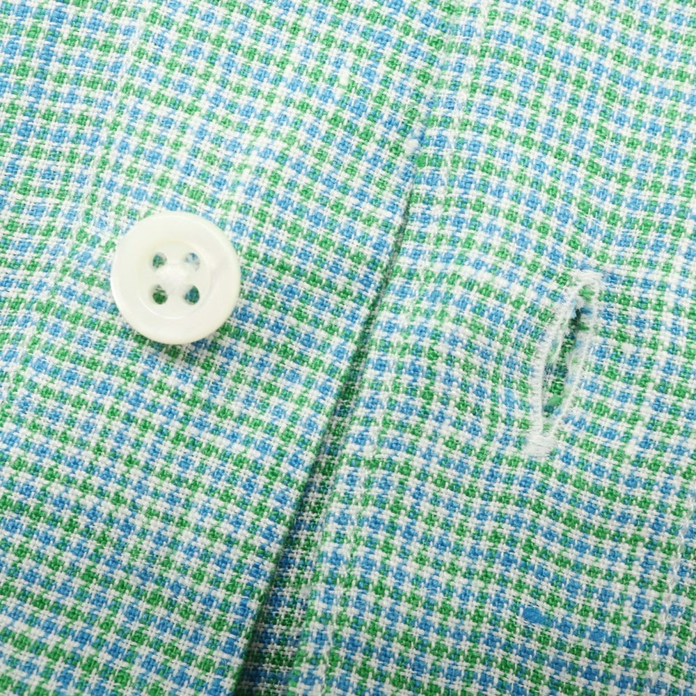 [Used] CIT LUXURY Linen Houndstooth Horizontal Collar Casual Shirt Green [38] [Condition Rank A] [Men&