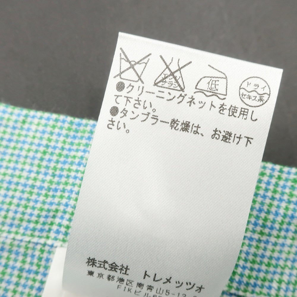 [Used] CIT LUXURY Linen Houndstooth Horizontal Collar Casual Shirt Green [38] [Condition Rank A] [Men&