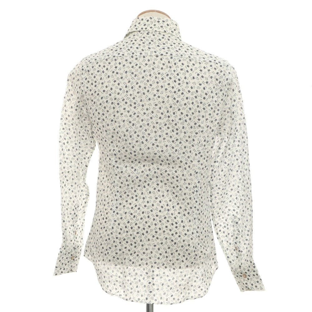 [Used] Drumohr Linen Small Floral Print Horizontal Collar Casual Shirt White x Navy [38] [Condition Rank C] [Men&