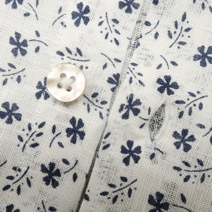 [Used] Drumohr Linen Small Floral Print Horizontal Collar Casual Shirt White x Navy [38] [Condition Rank C] [Men&