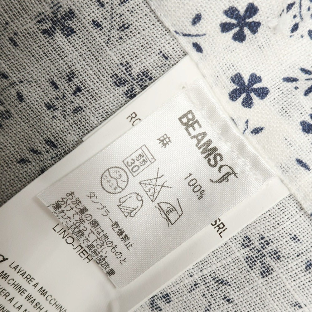 [Used] Drumohr Linen Small Floral Print Horizontal Collar Casual Shirt White x Navy [38] [Condition Rank C] [Men&