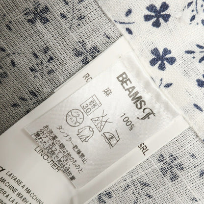 [Used] Drumohr Linen Small Floral Print Horizontal Collar Casual Shirt White x Navy [38] [Condition Rank C] [Men&