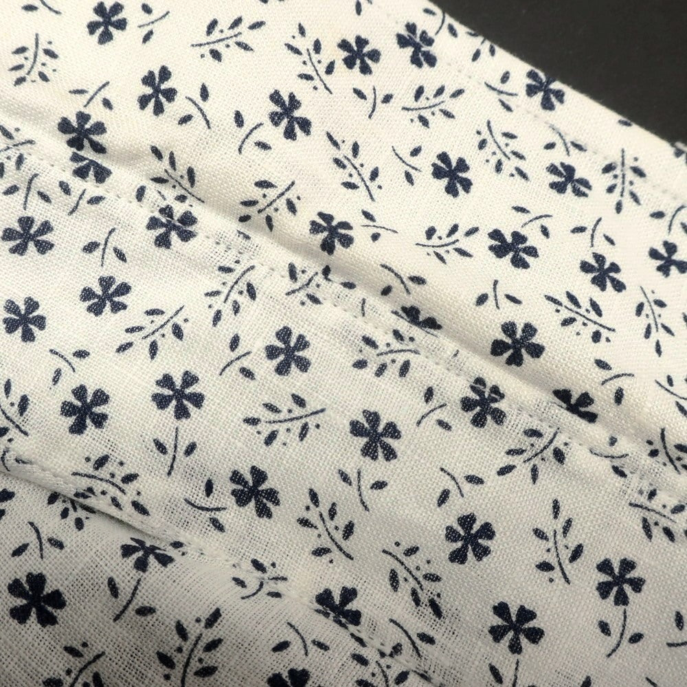 [Used] Drumohr Linen Small Floral Print Horizontal Collar Casual Shirt White x Navy [38] [Condition Rank C] [Men&
