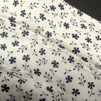 [Used] Drumohr Linen Small Floral Print Horizontal Collar Casual Shirt White x Navy [38] [Condition Rank C] [Men&
