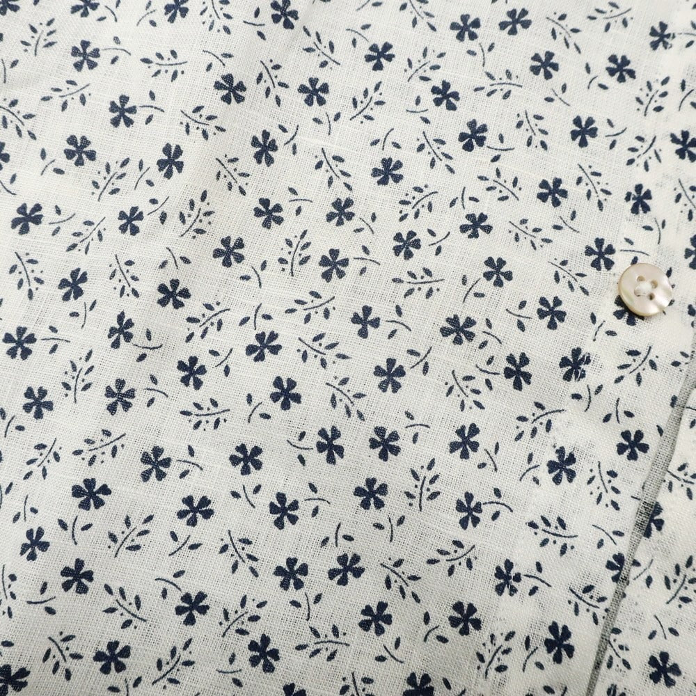 [Used] Drumohr Linen Small Floral Print Horizontal Collar Casual Shirt White x Navy [38] [Condition Rank C] [Men&