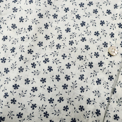 [Used] Drumohr Linen Small Floral Print Horizontal Collar Casual Shirt White x Navy [38] [Condition Rank C] [Men&