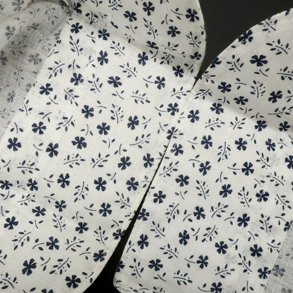 [Used] Drumohr Linen Small Floral Print Horizontal Collar Casual Shirt White x Navy [38] [Condition Rank C] [Men&