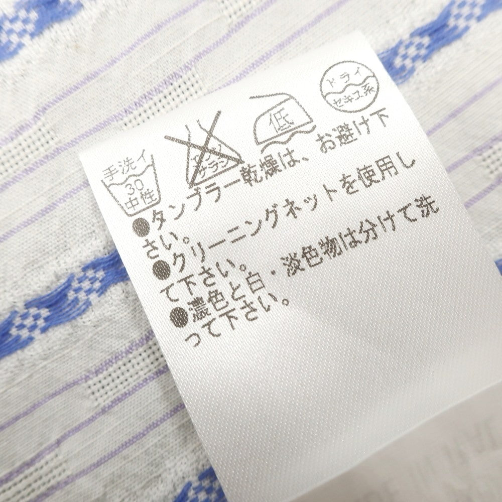 【中古】ベヴィラクア BEVILACQUA コットンレーヨン バンドカラー カジュアルシャツ ホワイトxブルー【 XS 】【 状態ランクA 】【 メンズ 】 [EPD]