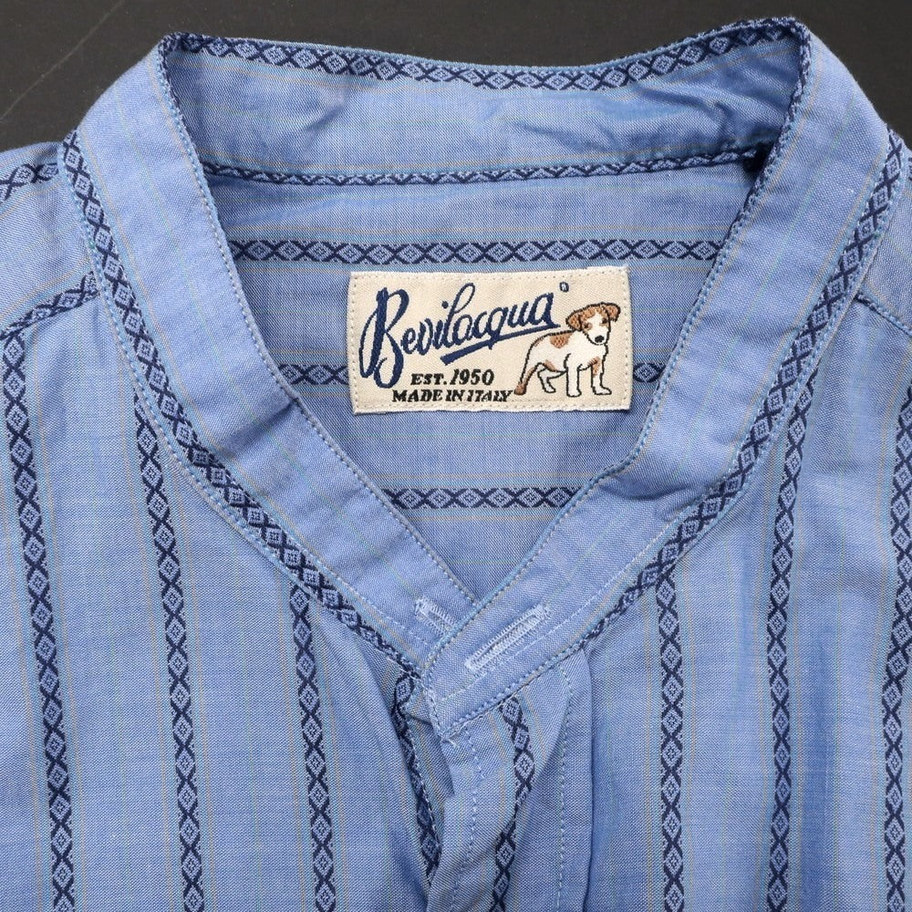 [Used] BEVILACQUA Cotton Band Collar Casual Shirt Blue [XS] [Condition Rank A] [Men&