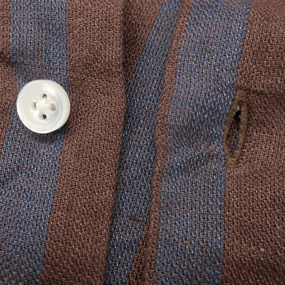 [Used] [Unused] Salvatore Piccolo Linen Striped Band Collar Casual Shirt Brown x Blue [S] [Condition Rank S] [Men&