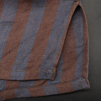 [Used] [Unused] Salvatore Piccolo Linen Striped Band Collar Casual Shirt Brown x Blue [S] [Condition Rank S] [Men&