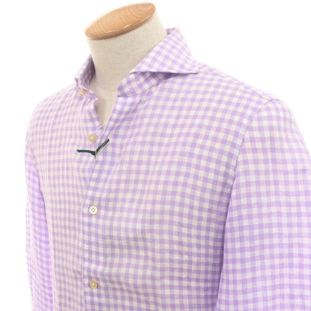 [Used] [Unused] Luigi Borrelli Luxury Vintage LUIGIBORRELLI LUXURY VINTAGE Linen Gingham Check Horizontal Collar Casual Shirt Purple x White [S] [Condition Rank S] [Men&