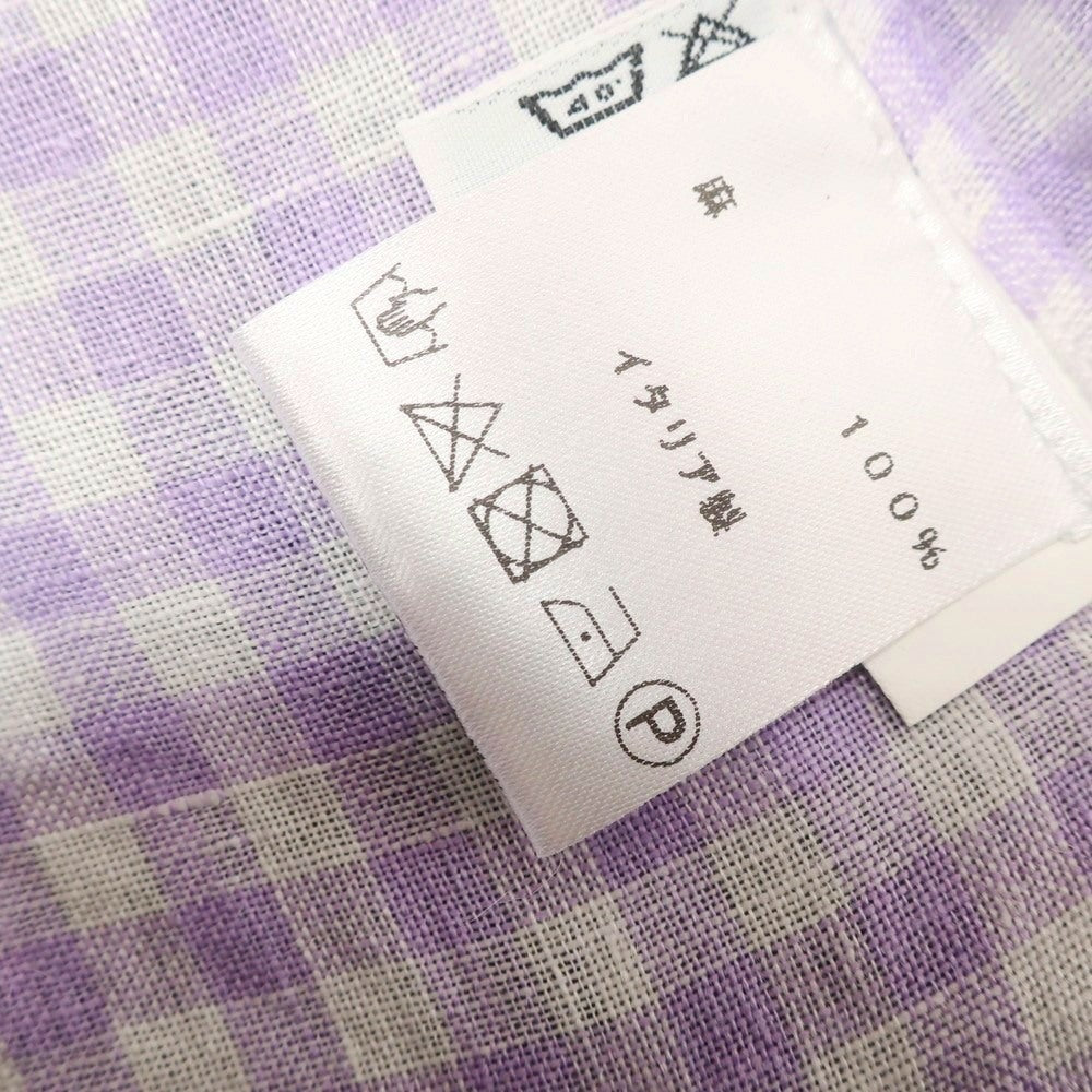 【中古】【未使用】ルイジボレッリ ラグジュアリーヴィンテージ LUIGIBORRELLI LUXURY VINTAGE リネン ギンガムチェック ホリゾンタルカラー カジュアルシャツ パープルxホワイト【 S 】【 状態ランクS 】【 メンズ 】 [APD]