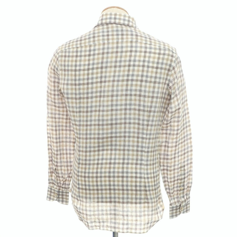 [Used] [Unused] Luigi Borrelli Luxury Vintage LUIGIBORRELLI LUXURY VINTAGE Linen Check Horizontal Collar Casual Shirt Gray x White [S] [Condition Rank S] [Men&