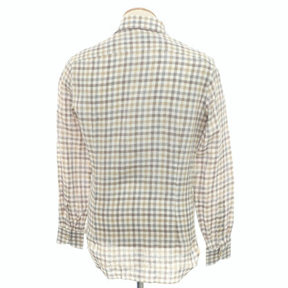 [Used] [Unused] Luigi Borrelli Luxury Vintage LUIGIBORRELLI LUXURY VINTAGE Linen Check Horizontal Collar Casual Shirt Gray x White [S] [Condition Rank S] [Men&