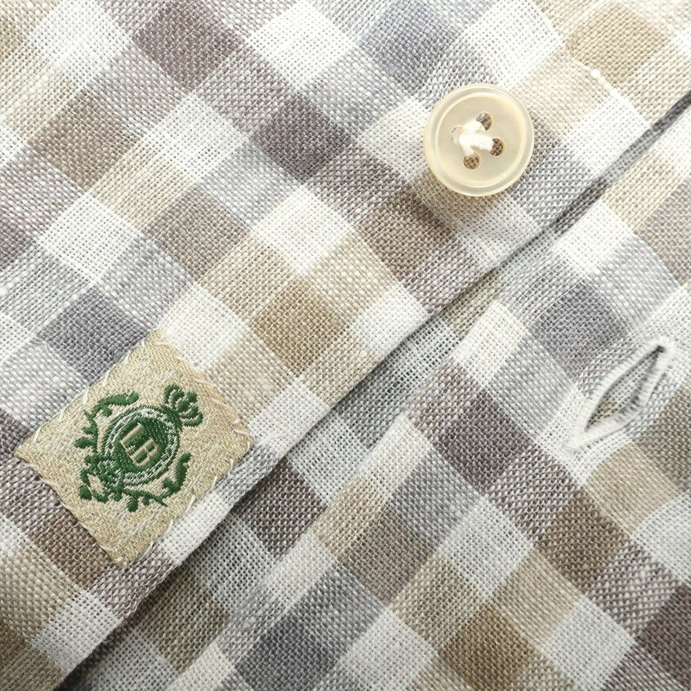 [Used] [Unused] Luigi Borrelli Luxury Vintage LUIGIBORRELLI LUXURY VINTAGE Linen Check Horizontal Collar Casual Shirt Gray x White [S] [Condition Rank S] [Men&