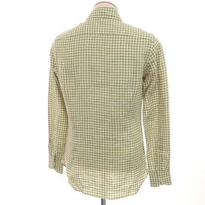 [Used] Luigi Borrelli Luxury Vintage LUIGIBORRELLI LUXURY VINTAGE Linen Gingham Check Horizontal Collar Casual Shirt Light Olive x White [S] [Condition Rank A] [Men&