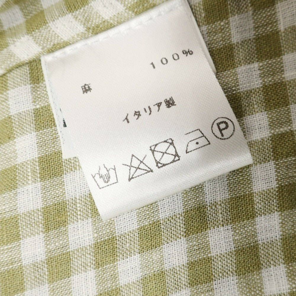 [Used] Luigi Borrelli Luxury Vintage LUIGIBORRELLI LUXURY VINTAGE Linen Gingham Check Horizontal Collar Casual Shirt Light Olive x White [S] [Condition Rank A] [Men&