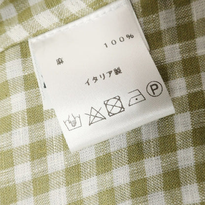 [Used] Luigi Borrelli Luxury Vintage LUIGIBORRELLI LUXURY VINTAGE Linen Gingham Check Horizontal Collar Casual Shirt Light Olive x White [S] [Condition Rank A] [Men&