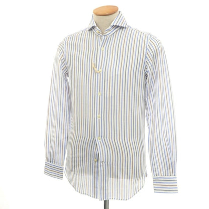 [Used] GUY ROVER Cotton Striped Horizontal Collar Casual Shirt White x Blue [XS] [Condition Rank A] [Men&