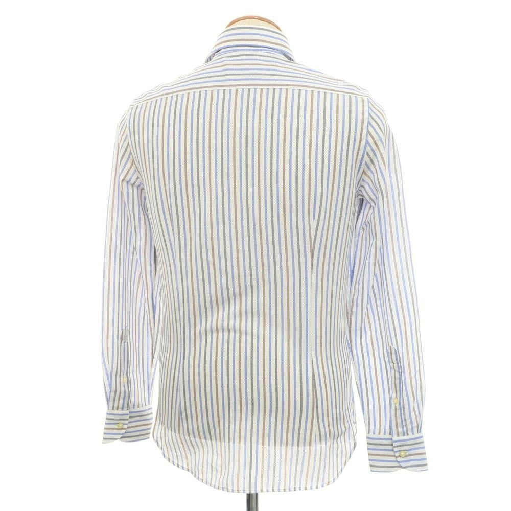 [Used] GUY ROVER Cotton Striped Horizontal Collar Casual Shirt White x Blue [XS] [Condition Rank A] [Men&