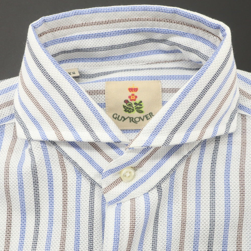 [Used] GUY ROVER Cotton Striped Horizontal Collar Casual Shirt White x Blue [XS] [Condition Rank A] [Men&