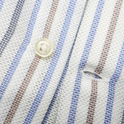 [Used] GUY ROVER Cotton Striped Horizontal Collar Casual Shirt White x Blue [XS] [Condition Rank A] [Men&
