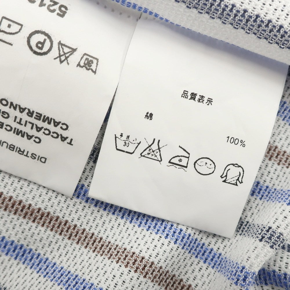 [Used] GUY ROVER Cotton Striped Horizontal Collar Casual Shirt White x Blue [XS] [Condition Rank A] [Men&