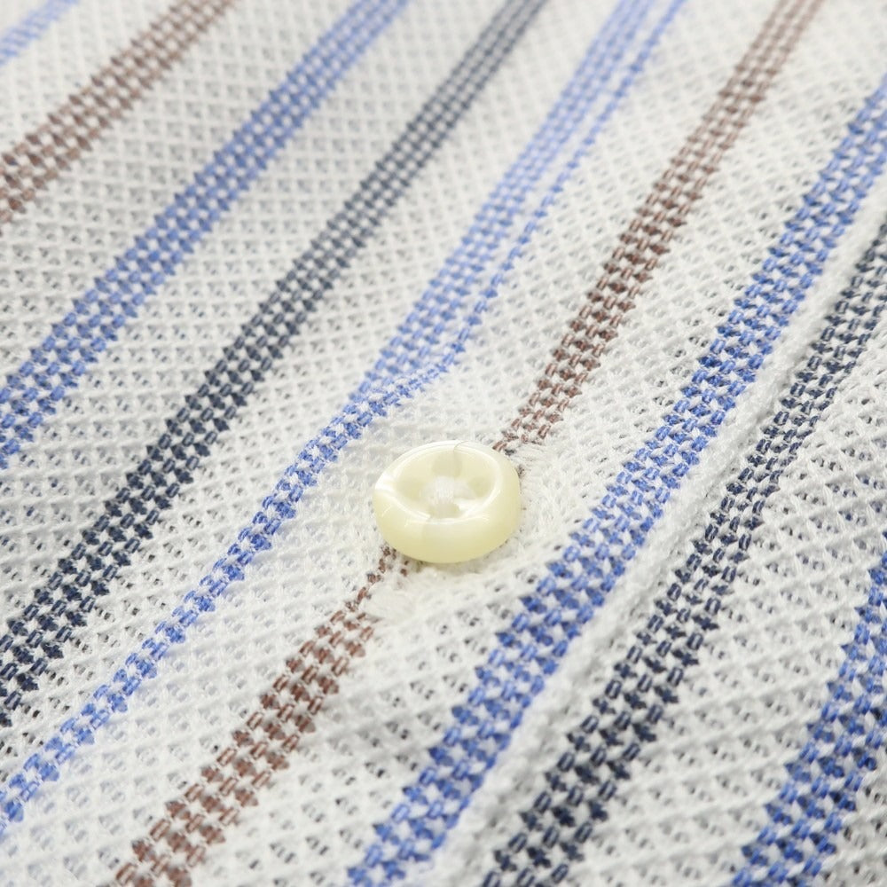 [Used] GUY ROVER Cotton Striped Horizontal Collar Casual Shirt White x Blue [XS] [Condition Rank A] [Men&
