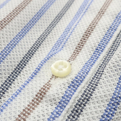 [Used] GUY ROVER Cotton Striped Horizontal Collar Casual Shirt White x Blue [XS] [Condition Rank A] [Men&