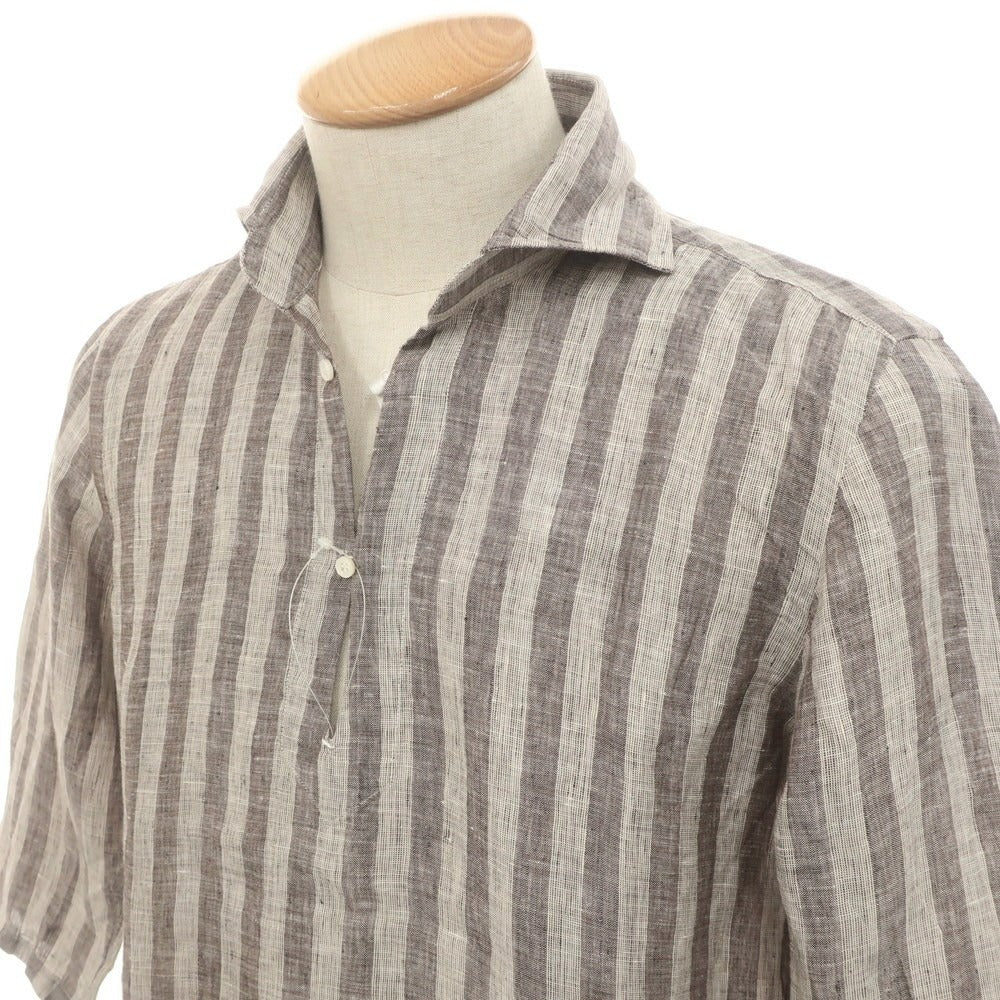 [Used] Mario Muscariello Linen Striped Capri Shirt Gray x Thobe [S] [Condition Rank A] [Men&