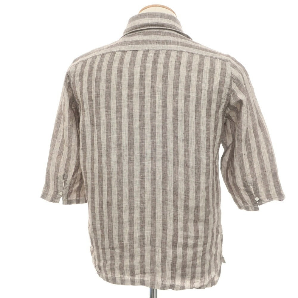 [Used] Mario Muscariello Linen Striped Capri Shirt Gray x Thobe [S] [Condition Rank A] [Men&