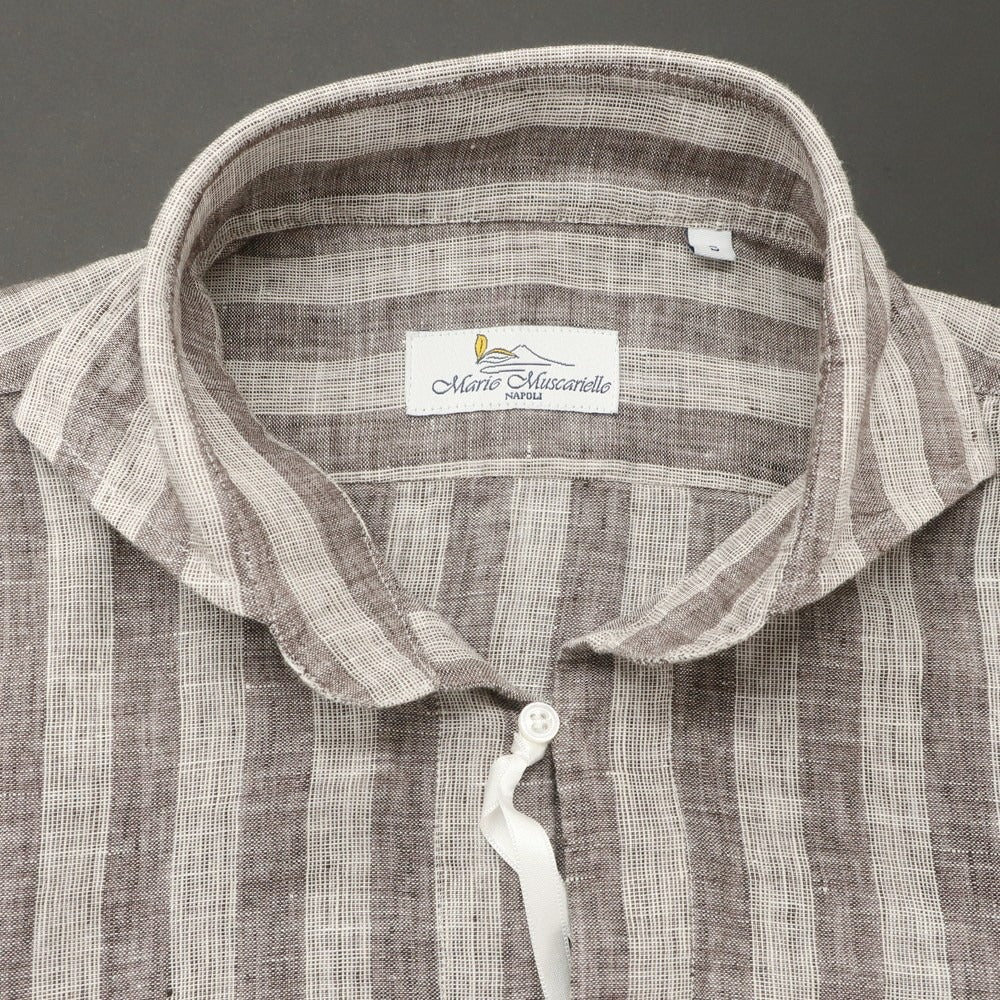 [Used] Mario Muscariello Linen Striped Capri Shirt Gray x Thobe [S] [Condition Rank A] [Men&