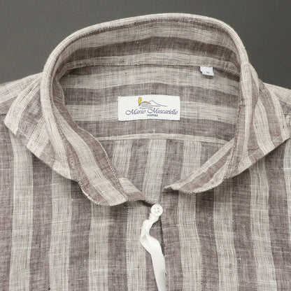 [Used] Mario Muscariello Linen Striped Capri Shirt Gray x Thobe [S] [Condition Rank A] [Men&